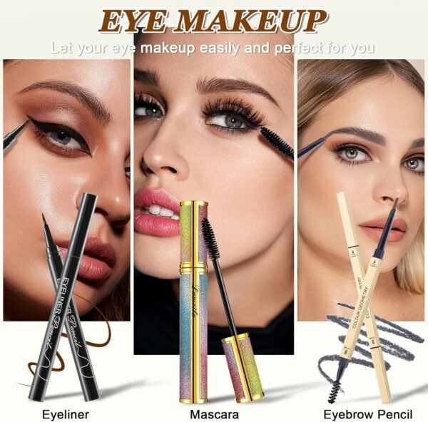 Muiefe Coffret Maquillage Femme, Kit Maquillage Professionnel Complet, Coffret Cadeau Maquillage Ado Fille avec Palette de fards à paupières Fond de teint Gloss à lèvres Anti-cernes Eyeliner Mascara – Image 4