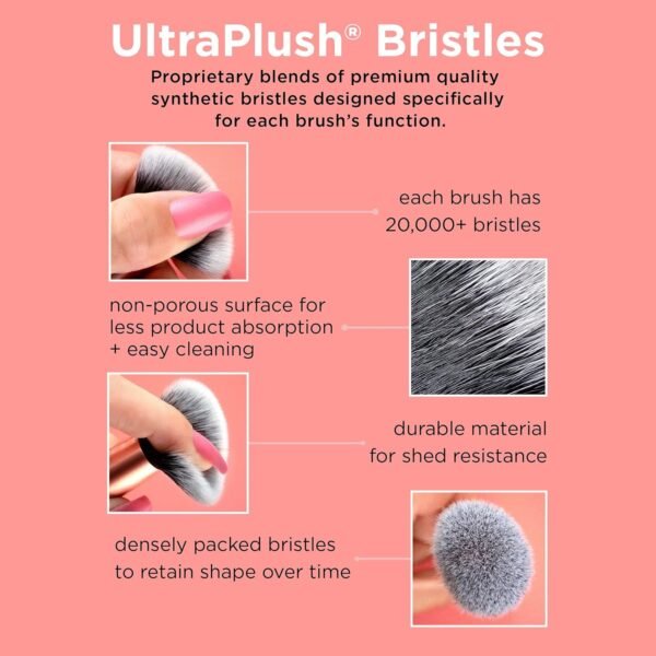 Real Techniques Mini pinceau de maquillage multitâche , pour fard à joues, poudre bronzante et poudre, pinceau pour le visage avec poils synthétiques découpés sur mesure,1 unité – Image 8