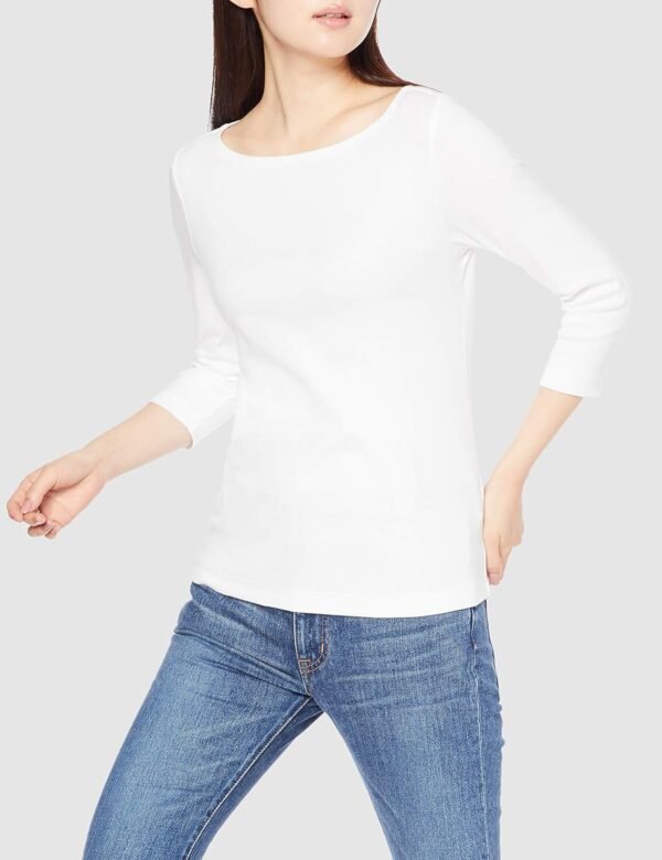 Amazon Essentials T-shirt Col Bateau Coupe Ajustée à Manches 3/4 Femme – Image 3