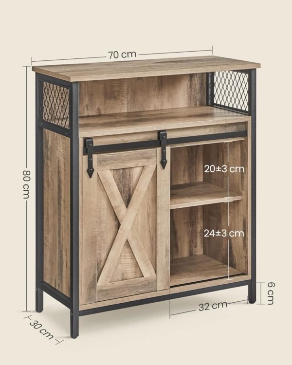 VASAGLE Meuble de Rangement, Buffet Cuisine, Commode, avec Porte Coulissante, 30 x 70 x 80 cm, Étagères Réglables, pour Salon, Marron Camel et Noir d'encre LSC089B50V1 – Image 3