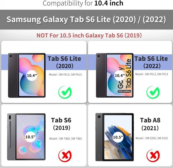 CACOE Coque Compatible avec Samsung Galaxy Tab S6 Lite 2024/2022/ 2020 10,4 Pouces avec Porte-Stylo, Veille/Veille Automatique et Coque arrière en TPU Souple - Bleu Paon – Image 2