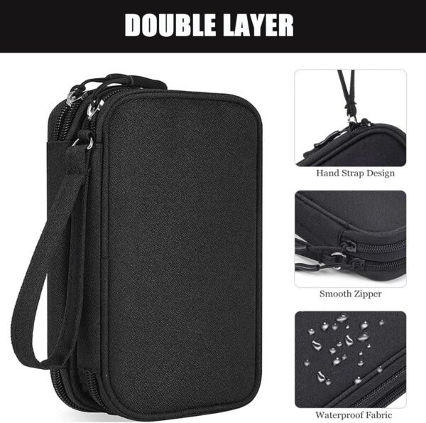 Sac de Rangement pour câbles, Organiseur de câbles, Organiseur de câbles Universel, Accessoire de Voyage Multifonction, pour câble de Charge, Batterie Externe, USB, Carte SD, câble de Charge, Noir – Image 4