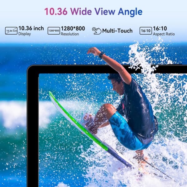 Ainmel Tablette Android, 10 Pouces Octa-Core Processeur, 10GB RAM 128GB ROM, 1TB TF Card Expand, 1280x800 IPS HD Touchscreen, 5G/2.4G WiFi, BT 5.0, 5MP+8MP Dual Camera Android Tablette (Noir) – Image 3