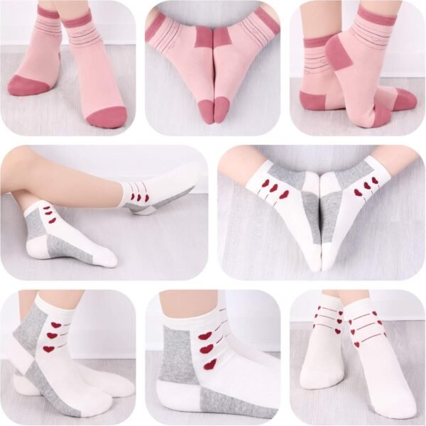 L&K-II 10/12 chaussettes enfants filles avec de jolis motifs Chaussettes Sneaker Chaussettes enfants en coton multicolore 2848VA – Image 2