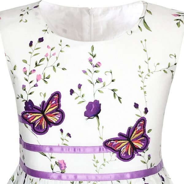 Sunny Fashion Robe Fille Pourpre Rose Fleur Double Nœud Papillon Partie Enfants Robe d'été 4-12 Ans – Image 3