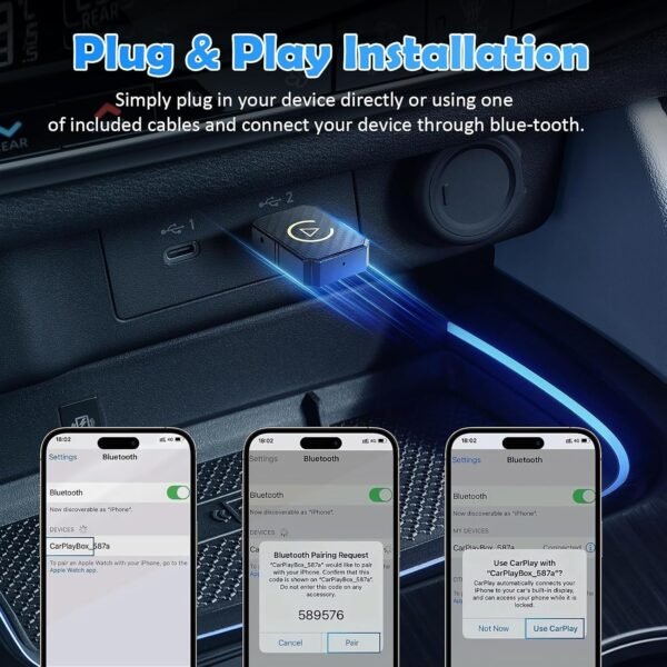Weinsamkeit Adaptateur Car-Play sans Fil pour Smartphone, Uniquement pour Les Voitures 2016 + avec Car-Play Filaire D'usine, Puce 5G Double Cœur, Connexion Automatique en Quelques Secondes – Image 5