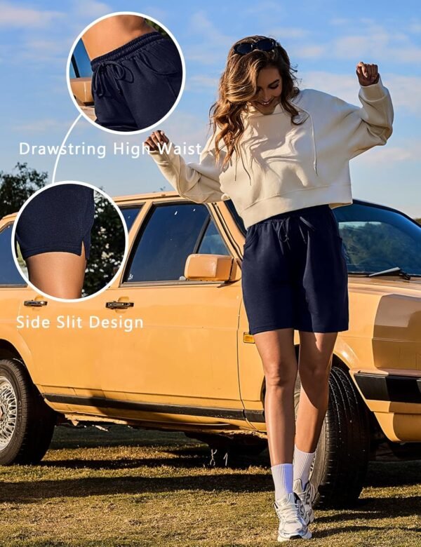 Leversic Femme Bermudas Pantalon Court Été Shorts de Sport Femme avec Cordon Élastique et Poches pour Yoga Fitness Gym Jogging S-XXL – Image 5