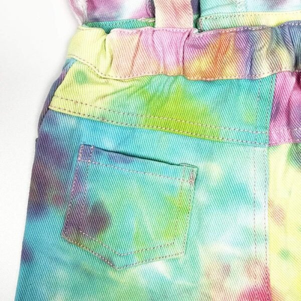 Peacolate 3-10A Enfants Filles Combinaisons et Combinaisons Bavettes Colorées Tie Dye Shorts Bretelles Shorts Jeans Pantalons – Image 5