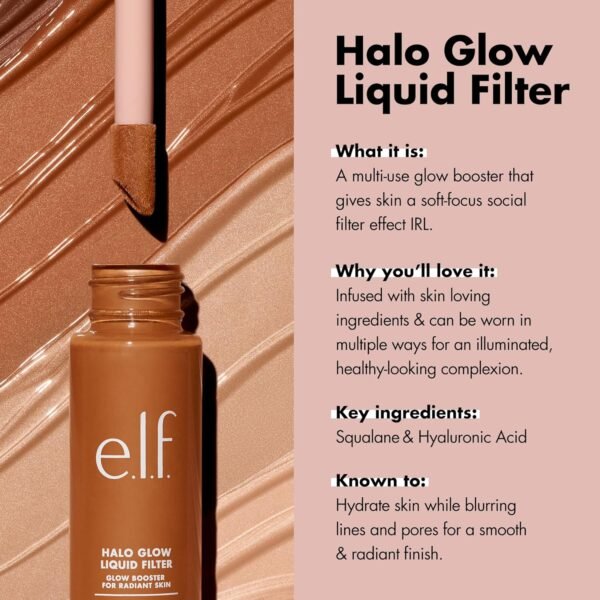 e.l.f. Halo Glow Filtre liquide, booster de teint pour un regard éclatant et doux concentré, avec acide hyaluronique, végétalien et sans cruauté envers les animaux, teinte 0 Fair, 31,5 ml – Image 3