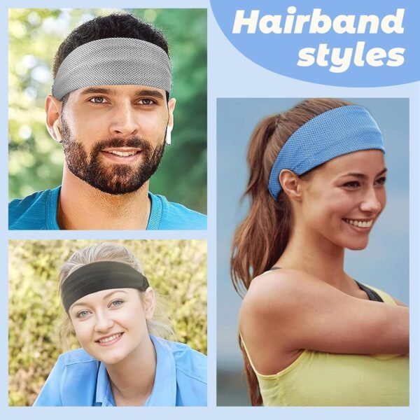 Mezrkuwr Lot de 4 bandeaux rafraîchissants – Bandeau d'entraînement rapide et frais pour homme et femme, bandeau anti-humidité pour temps chaud, course à pied, sport – Image 6