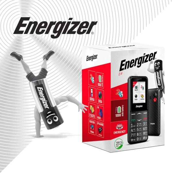 Energizer - Mobile E4 - Téléphone Senior Débloqué 2G - Bouton SOS - Batterie 1000 mAh - Clavier à Touches AR - Double Sim - Torche - Chargeur UK – Image 8