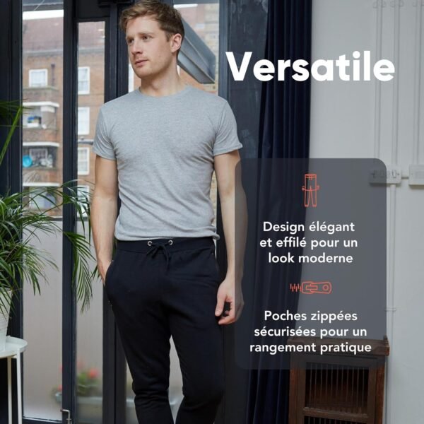 FM London Slim - Pantalon de Jogging Coupe ajustée pour Hommes à Poches zippées – Image 4