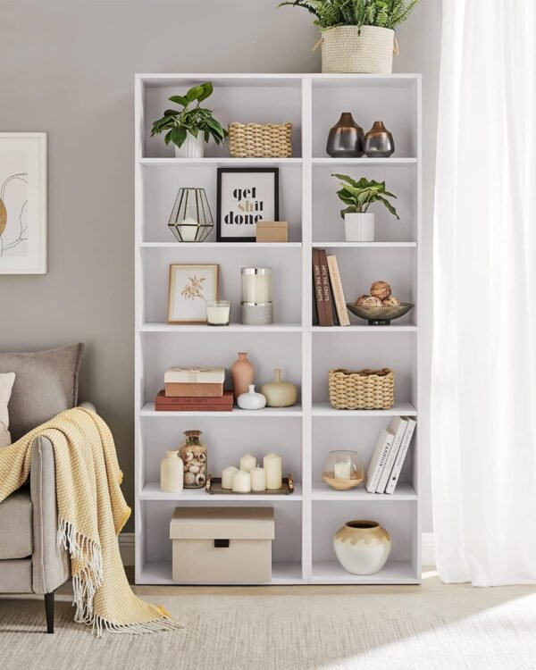 VASAGLE Bibliothèque, Étagère sur 6 Niveaux, Meuble de Rangement Ouvert, Étagère, 24 x 40 x 178,5 cm, pour Salon, Bureau, Salle à Manger, Blanc Nuage LBC167T14 – Image 6