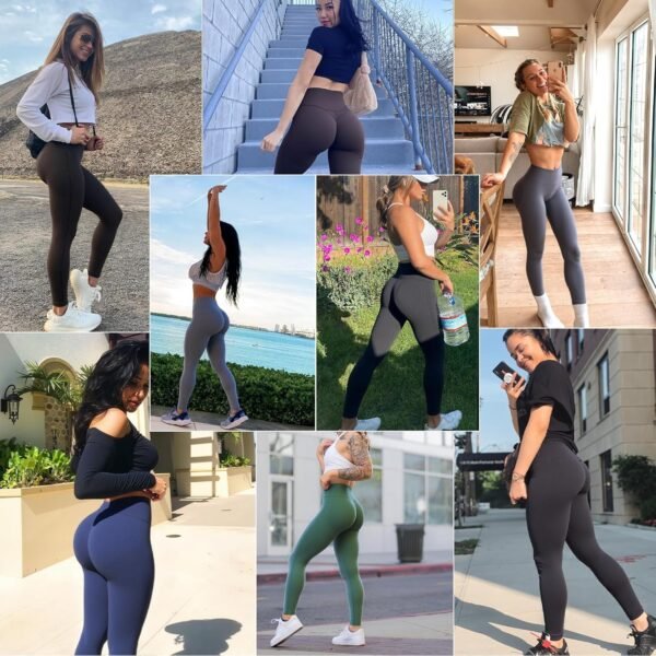Ulknyss Legging de Sport Femme Push Up Butt Lift Leggings Fitness Taille Haute Pantalons de Yoga et Pilates pour Femme – Image 4