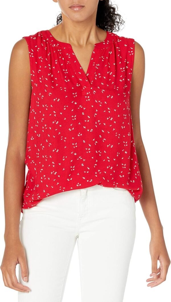 Amazon Essentials Chemise Tissée sans Manches à Col en V Femme