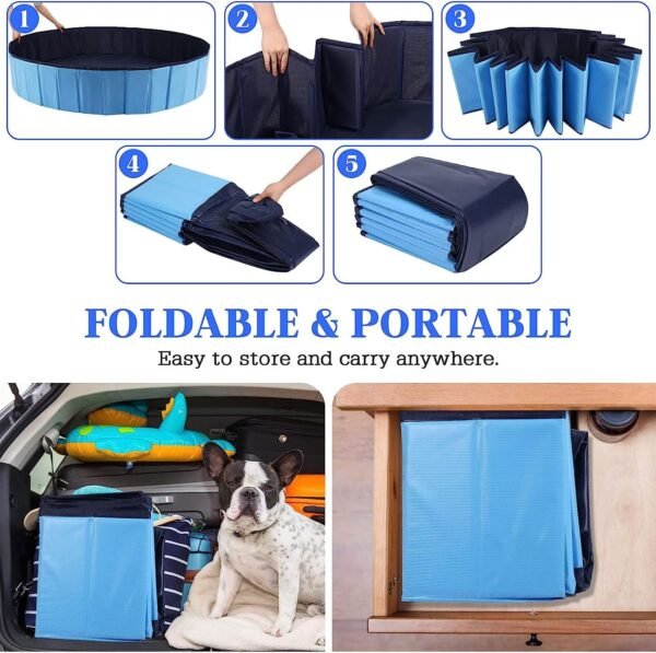 Piscine pliable pour chien - Piscine pliable pour petits chiens et chats - Piscine pour chiens et chats - Piscine en PVC - Pataugeoire pour animaux de compagnie – Image 4