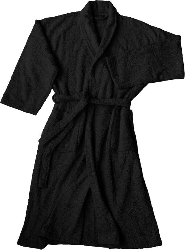 LEBENGOOD Peignoir unisexe pour femme et homme 100% coton éponge américain 400 g avec ceinture, poches, douche, peignoir doux, serviette – Image 6