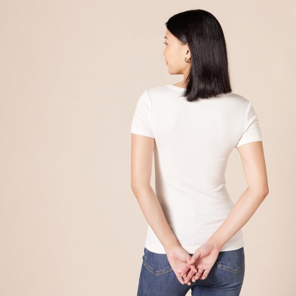 Amazon Essentials T-Shirt Col en v à Manches Courtes Coupe Ajustée Femme, Lot de 2 – Image 3