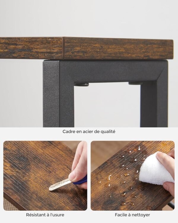 VASAGLE Desserte 4 Niveaux, Étagère de Cuisine Fin avec roulettes, Cadre en Acier, Poignée, Petit Espace, 13 x 45,4 x 77 cm, Salle de Bain, Salon, Bureau, Marron Rustique et Noir LRC032B01V1 – Image 6