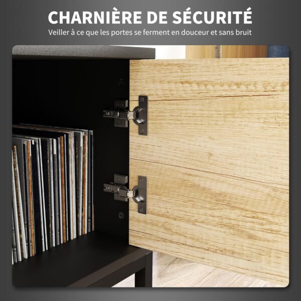 HOMCOM Meuble TV Meuble télé Bois Banc TV pour téléviseur jusqu'à 60 Pouces avec Placard, Compartiments Ouverts, 2 tiroirs, étagère réglable et Passe-câbles pour Salon Chambre à Coucher, Bois Naturel – Image 6