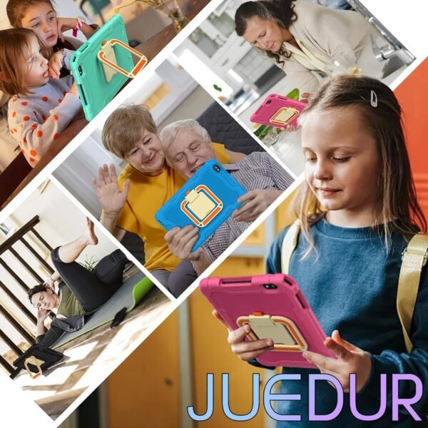 JUEDUR Android 15 Tablette Enfants 10 Pouces, 22Go RAM+128Go ROM(TF 1To), Octa-Core, 8000mAH, WiFi 6, 5+8MP, Contrôle Parental, avec EVA Étui de Protection Antichoc, 360° Rotatif Support （Rouge ） – Image 7