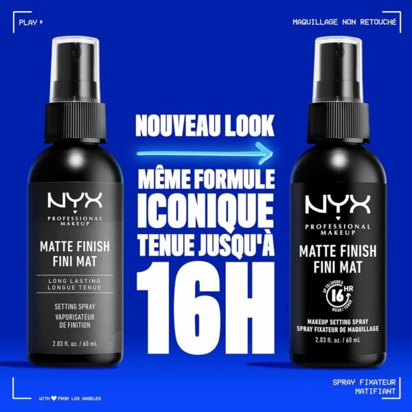 NYX Professional Makeup Spray Fixateur Setting Spray Mate Finish, Spray de Finition, Tenue Longue Durée, Fini Mat, Formule Vegan, Modèle : Matte – Image 5