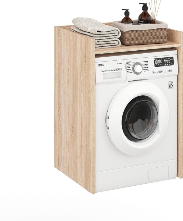 Komto Meuble Machine à Laver Chêne Sonoma – Armoire Sèche-Linge avec Rangement pour Buanderie ou Salle de Bain | Mozi 66L x 62P x 97H cm
