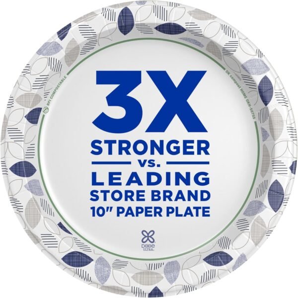 Dixie Ultra Lot de 172 assiettes en carton jetables imprimées de 26 cm (4 paquets de 43 assiettes), l'emballage et le design peuvent varier – Image 3