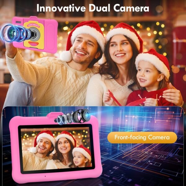 TABTIVI Tablette Enfants 7 Pouces Android, RAM 8 (3+5) Go, ROM 64 Go (TF 128 Go), GMS Certified, Apps Pré-Installé, Éducative, Contrôle Parental, WiFi, Kid-Proof Étui avec Support réglable (Rose) – Image 7