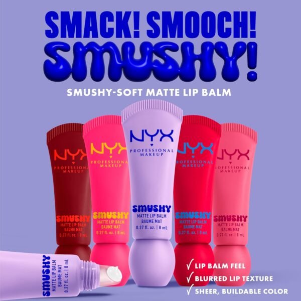 NYX Professional Makeup - Baume à Lèvres Teinté Mat Effet Floutant - Formule Enrichie en Poudre de Riz Mochi et Céramides Nourrissants - Teintes Parfumées - Smushy Lip Balm - Teinte : Swipe 2 Smooth – Image 5
