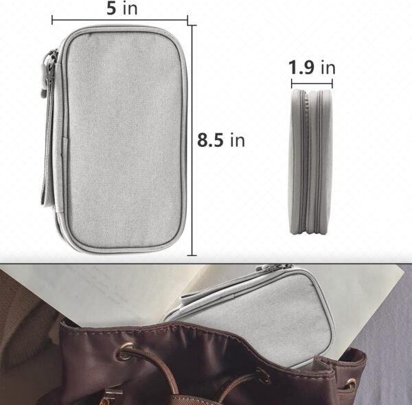 Teskyer Sac de Rangement Câble, Sac de Rangement d’Accessoires Électroniques, Étanche, Antichoc Anti, Accessoires de Voyage, 2 Couche, Gris – Image 6