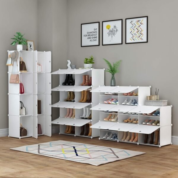 HOMIDEC Meuble Chaussure, 7 Niveaux Rangement Chaussure 28 Paires Etagere Chaussure, Armoire a Chaussures avec Porte pour Entrée Salon Chambre – Image 7