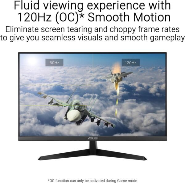 ASUS Moniteur de Jeu VY249HGR Eye Care – 23,8 Pouces FHD (1920 x 1080), IPS, 120 Hz (OC), SmoothMotion, 1 ms (MPRT), Adaptive Sync, Technologie Eye Care Plus, lumière Bleue, Flicker Free – Image 3