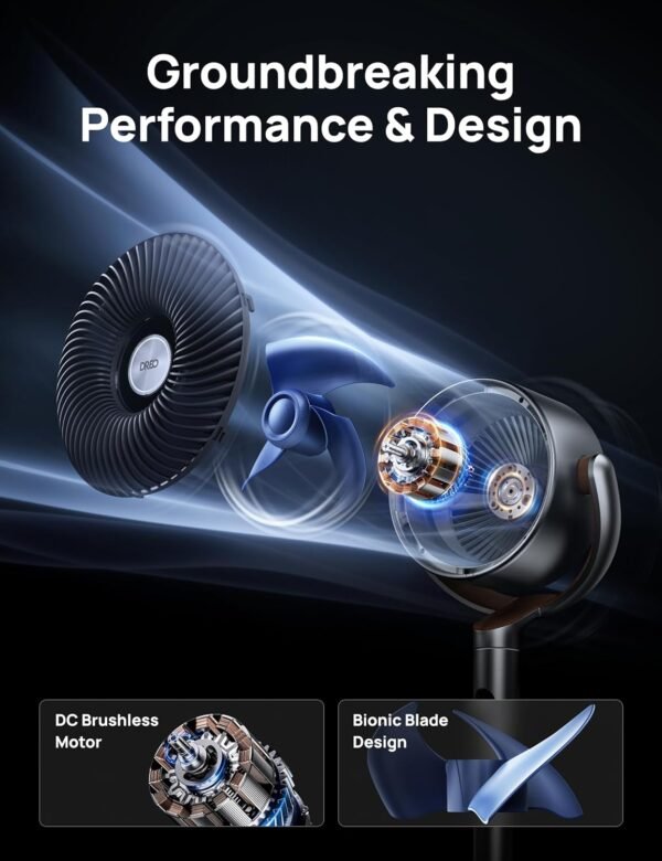 Dreo 20 dB Smart Ventilateur Silencieux sur Pied, Oscillation à 120° + 120°, Ventilateurs Puissants avec Télécommande, Portée de 24 m, 6 Modes, 8 Vitesses, Minuterie de 12 h, Compatible avec Alexa – Image 5