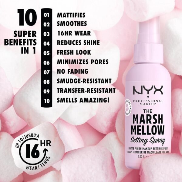 NYX Professional Makeup Spray Fixateur de Maquillage Matifiant Anti Brillance Marshmellow – Image 2