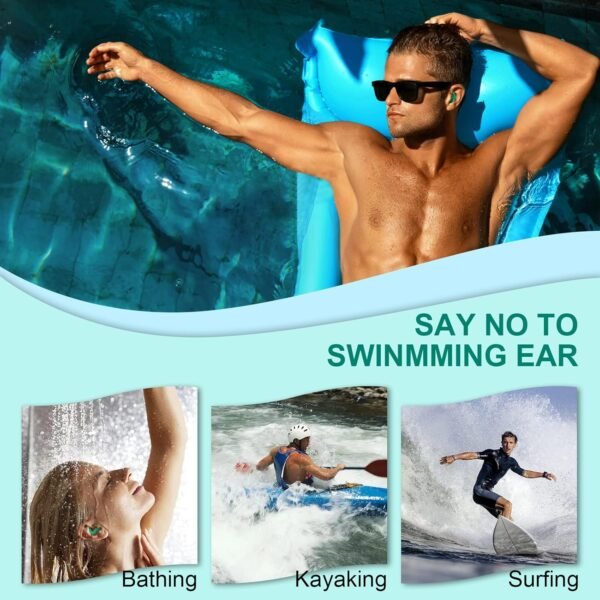 Bouchons d'oreille de Natation, 3 Paires de Bouchons d'oreilles en Silicone Réutilisables et Imperméables pour le surf et autres sports nautiques – Image 5