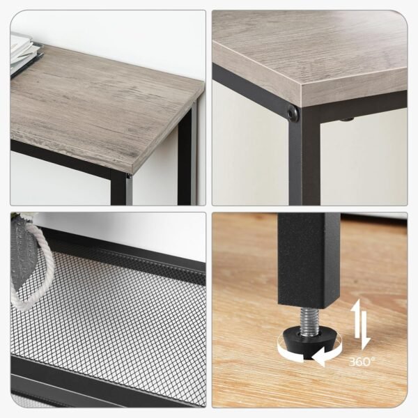HOOBRO Table Console, Table d'Appoint avec 2 Étagères de Treillis, Table Canapé, Cadre en Métal, Design Industriel, pour Couloir, Entrée, Salon, Chambre et Bureau, Grège EBG73XG01 – Image 5