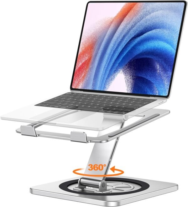 EOIWUY Support Ordinateur Portable Rotation 360°, Support PC Portable Bureau Réglable à Refroidissement Rapide, pour Travail d'Équipe Laptop Stand Ergonomique Racks Compatible avec Tous Laptops 10-16"