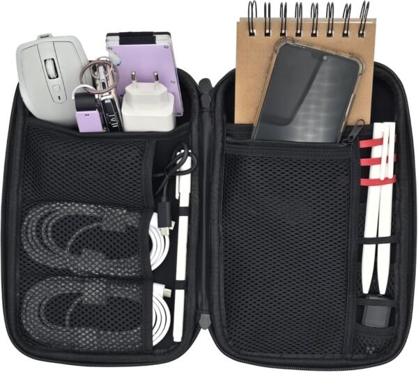 0-Finity® Étui Noir, Sac, Sac de Voyage - Housse de Rangement & Protection pour Électronique, Câbles USB, Powerbank, Cartes SD, Chargeurs, SSD & HDD – Image 3