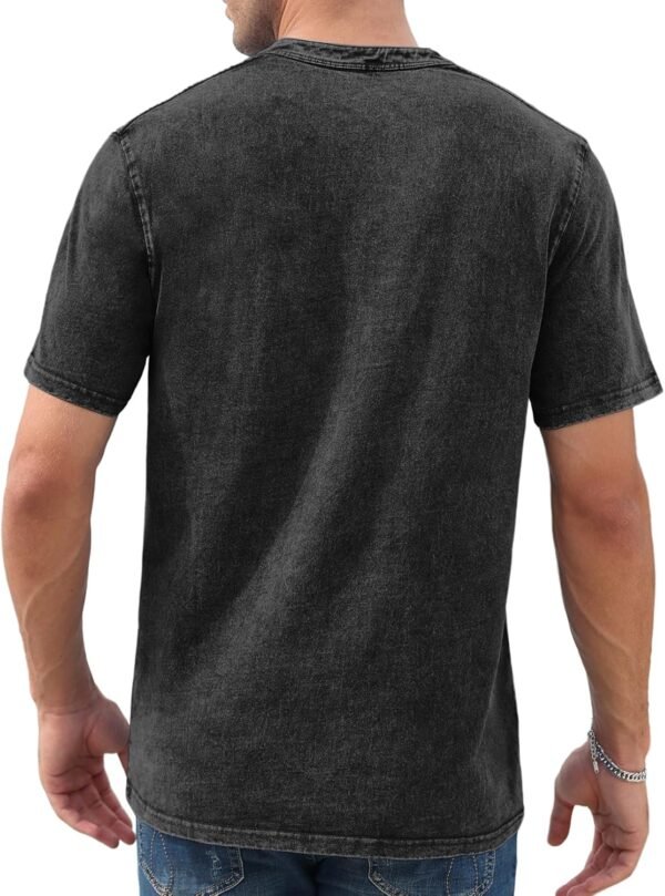 NITAGUT Henley T-shirt en coton pour homme - Coupe ajustée - Manches courtes - Vintage - Distressed Tee Shirts - S-XXL – Image 4