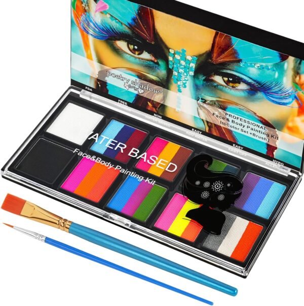 LOPHE Peinture Corporelle, Palette de Maquillage Enfants, Peinture pour le Visage, 10 Couleurs Palette de Tatouage de Peinture à I'huile, Sûr, pour Halloween, Noël, Carnaval, Soirées à Thème