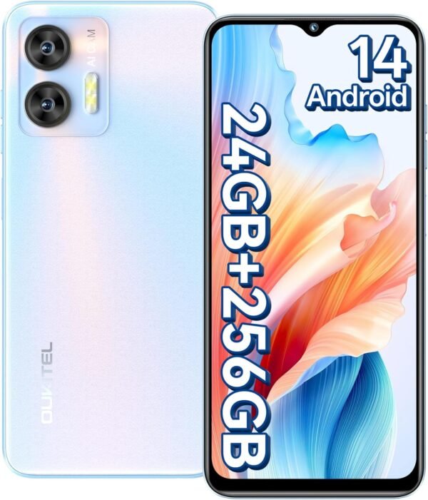 OUKITEL C36 256Go Téléphone Portable Android 14, 24Go+256Go/1To, 6.56" HD+ 90Hz Écran, Smartphone Pas Cher 5100mAh, Camera 13MP+5MP, Smartphone Double SIM/Empreinte Digitale + Identification faciale