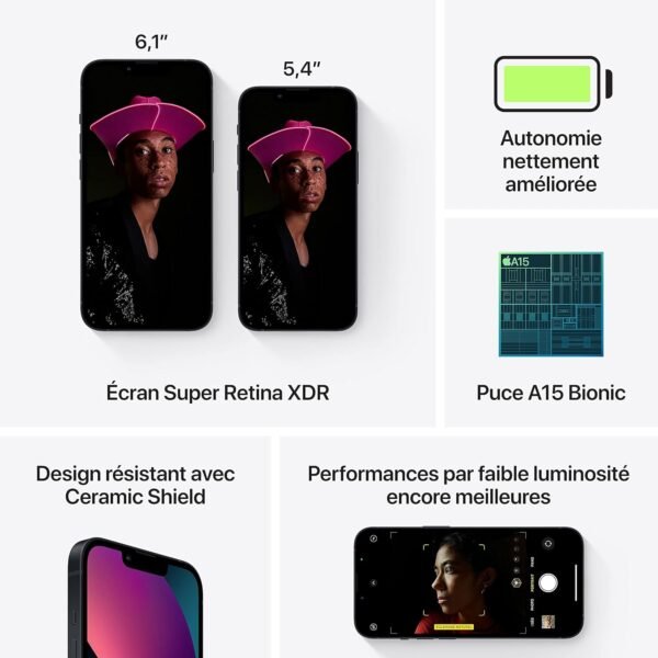 Apple iPhone 13 Mini, 128Go, Minuit - (Reconditionné) – Image 5