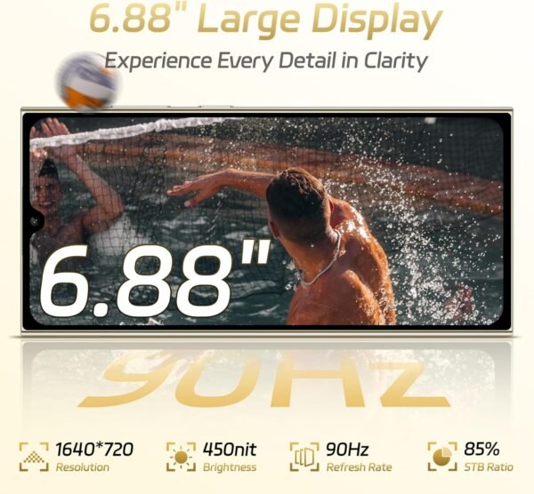 OUKITEL C61 Smartphone Pas Cher Android 15-16(4+12) Go +128Go(TF 1TB) Telephone Portable Pas Cher, 6.88" HD+ Écran, 5150mAh Telephone, 13MP+5MP Téléphone Gaming, 4G Dual SIM/GPS/Fingerprint/Face ID – Image 2