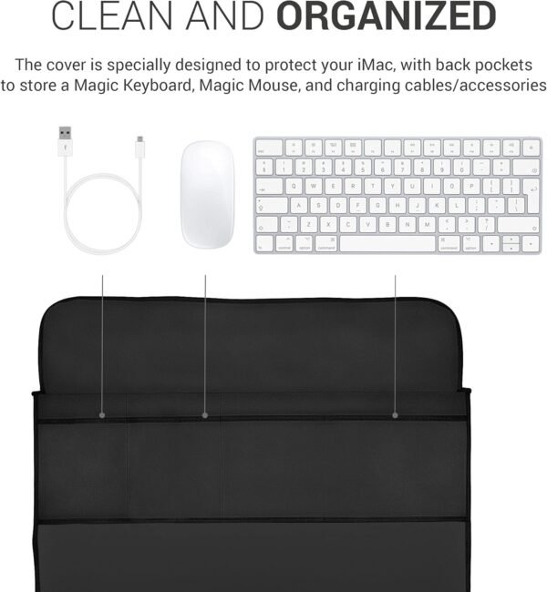 kwmobile Housse écran Ordinateur Compatible avec Apple iMac 24" - Protection d'écran pour Ordinateur - Noir – Image 2