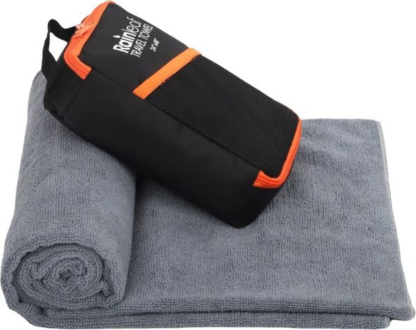 Rainleaf Serviette de voyage en microfibre à séchage rapide, ultra compacte, super absorbante, débarbouillettes pour salle de bain, douche, camping, randonnée, gris, 61 x 121,9 cm