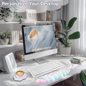 Alternative view of Sushret Cloud Repose-poignet pour clavier avec mousse à mémoire de forme de cuir synthétique, accoudoir mignon pour soutien de la paume, accessoires de bureau pour PC/jeux/configuration de