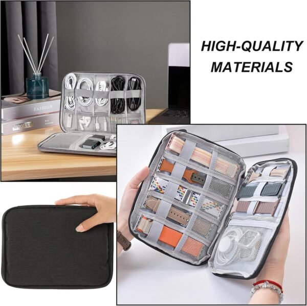 CPYJW Voyage Accessoires,Sac Électronique Organisateur Cable Organisateur De Câble Gris Essentiels Voyage Rangement pour Téléphone Portable Disque Dur Banque d'alimentation Cartes (Noir) – Image 4
