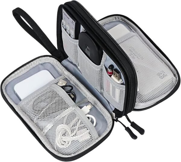 Sac de Rangement pour câbles, Organiseur de câbles, Organiseur de câbles Universel, Accessoire de Voyage Multifonction, pour câble de Charge, Batterie Externe, USB, Carte SD, câble de Charge, Noir – Image 2