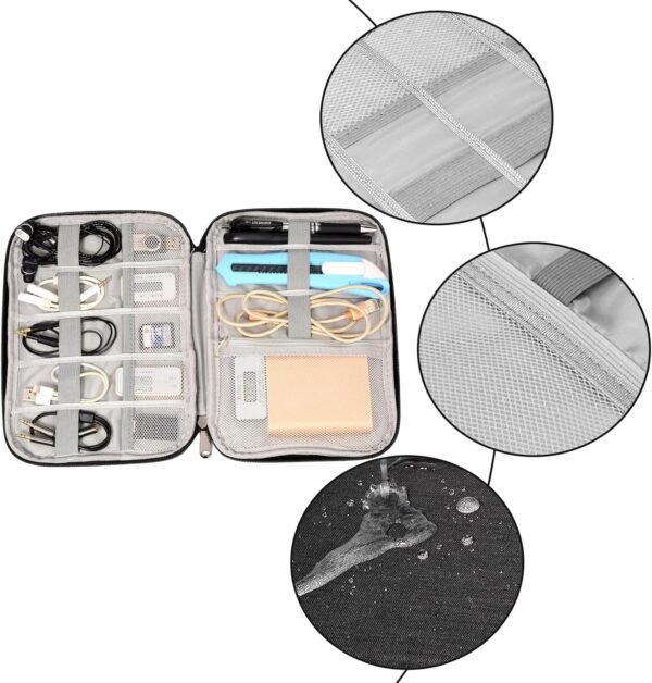 CPYJW Voyage Accessoires,Sac Électronique Organisateur Cable Organisateur De Câble Gris Essentiels Voyage Rangement pour Téléphone Portable Disque Dur Banque d'alimentation Cartes (Noir) – Image 3